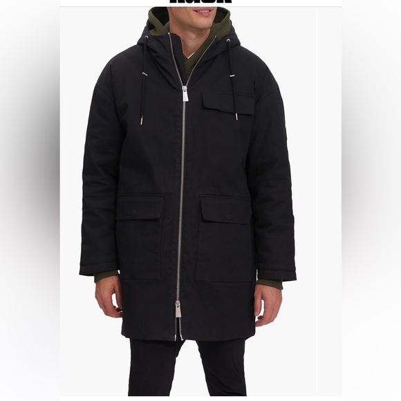 NOIZE BAKER MENS FULL ZIP  HOODED MID LENGTH PARKA JACKET BLACK SIZE XXL NWOT - Picture 12 of 15